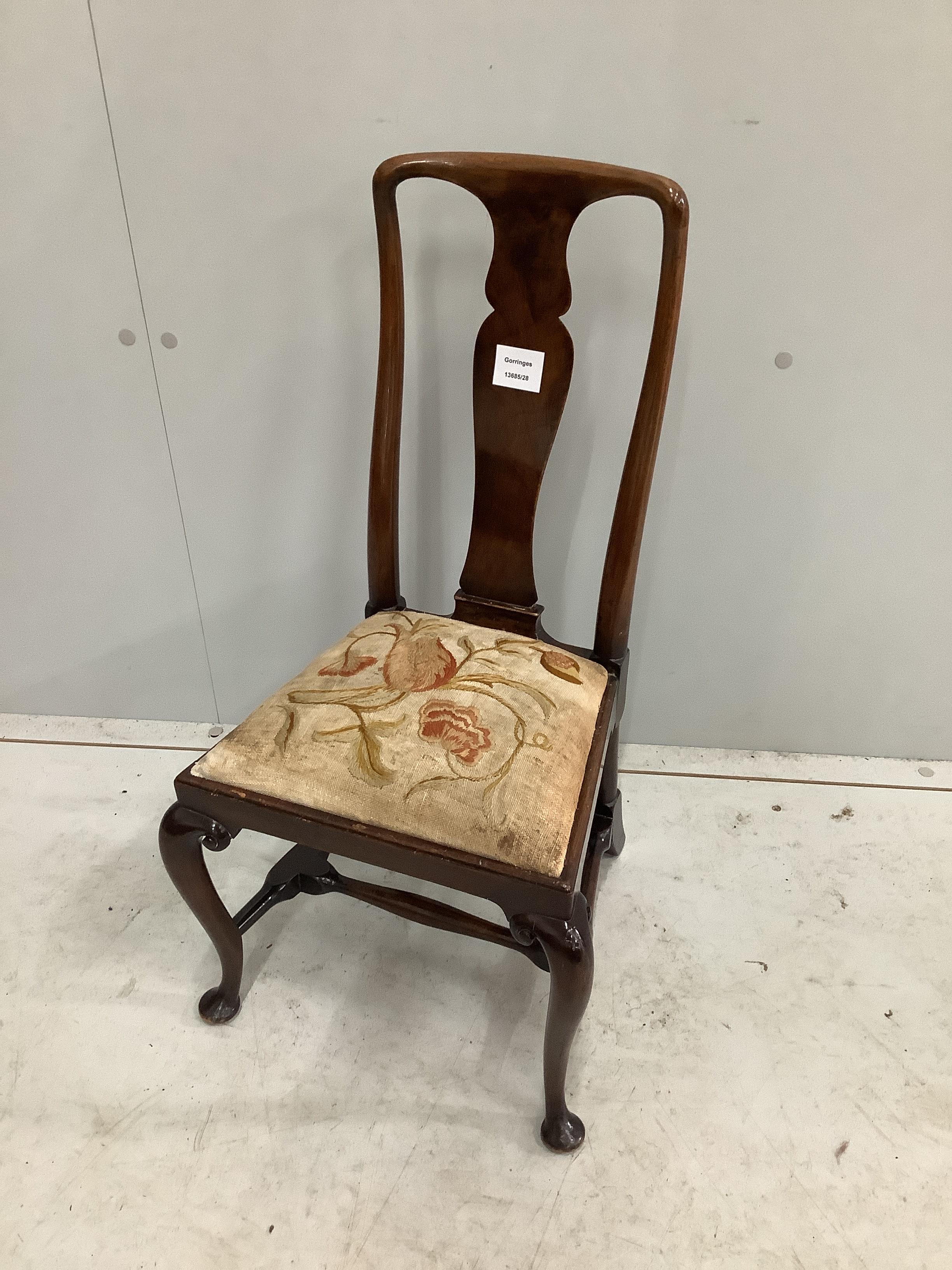 A Queen Anne style walnut child's chair, width 35cm, depth 36cm, height 66cm